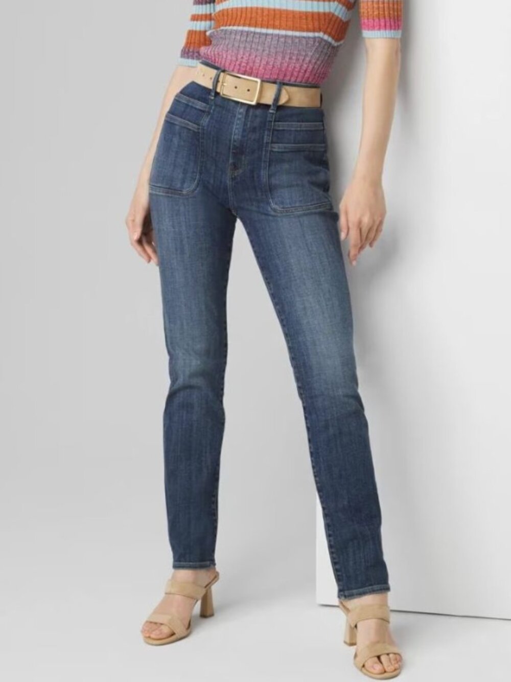 WHBM Extra High-Rise Everyday Soft Slim Pocket Detail Jeans, Size 4, Like New